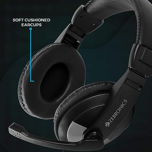 ZEBRONICS Zeb-200HM Wired On Ear Headphone with Mic, Dual 3.5mm Connectors, Adjustable Headband for PC Computers/Laptop (Black) ZEBRONICS Zeb-200HM Wired On Ear Headphone with Mic, Dual 3.5mm Connectors, Adjustable Headband for PC Computers/Laptop (Black)